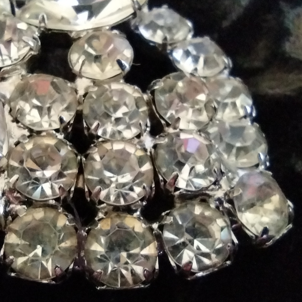 1950s Clear Rhinestone Brooch Large - Picture 12 of 13
